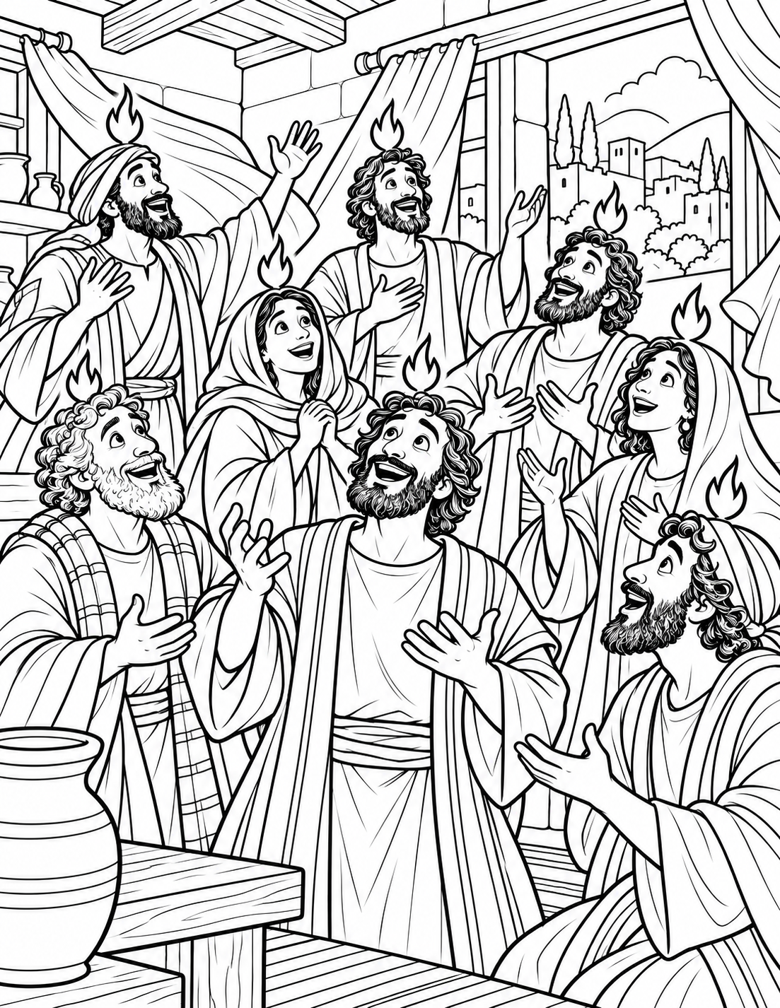 Holy Spirit at Pentecost — coloring page