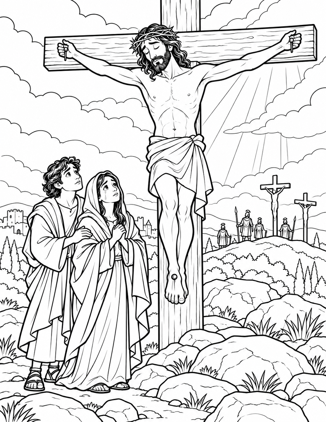 Jesus Dies on the Cross — coloring page