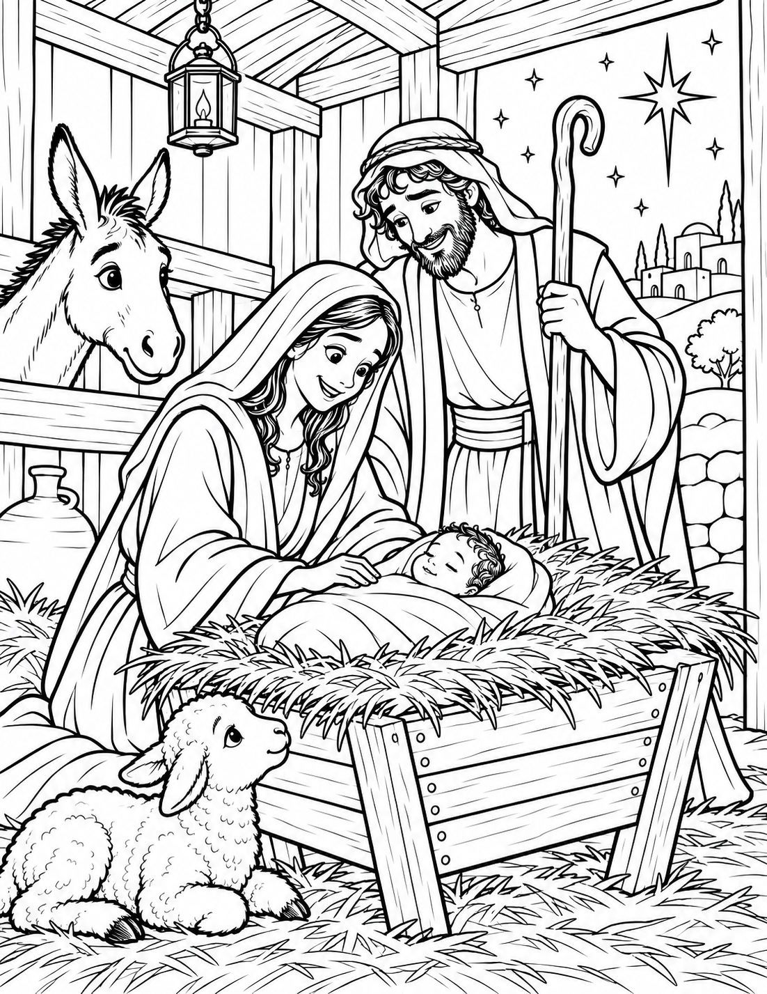 Jesus is Born — coloring page