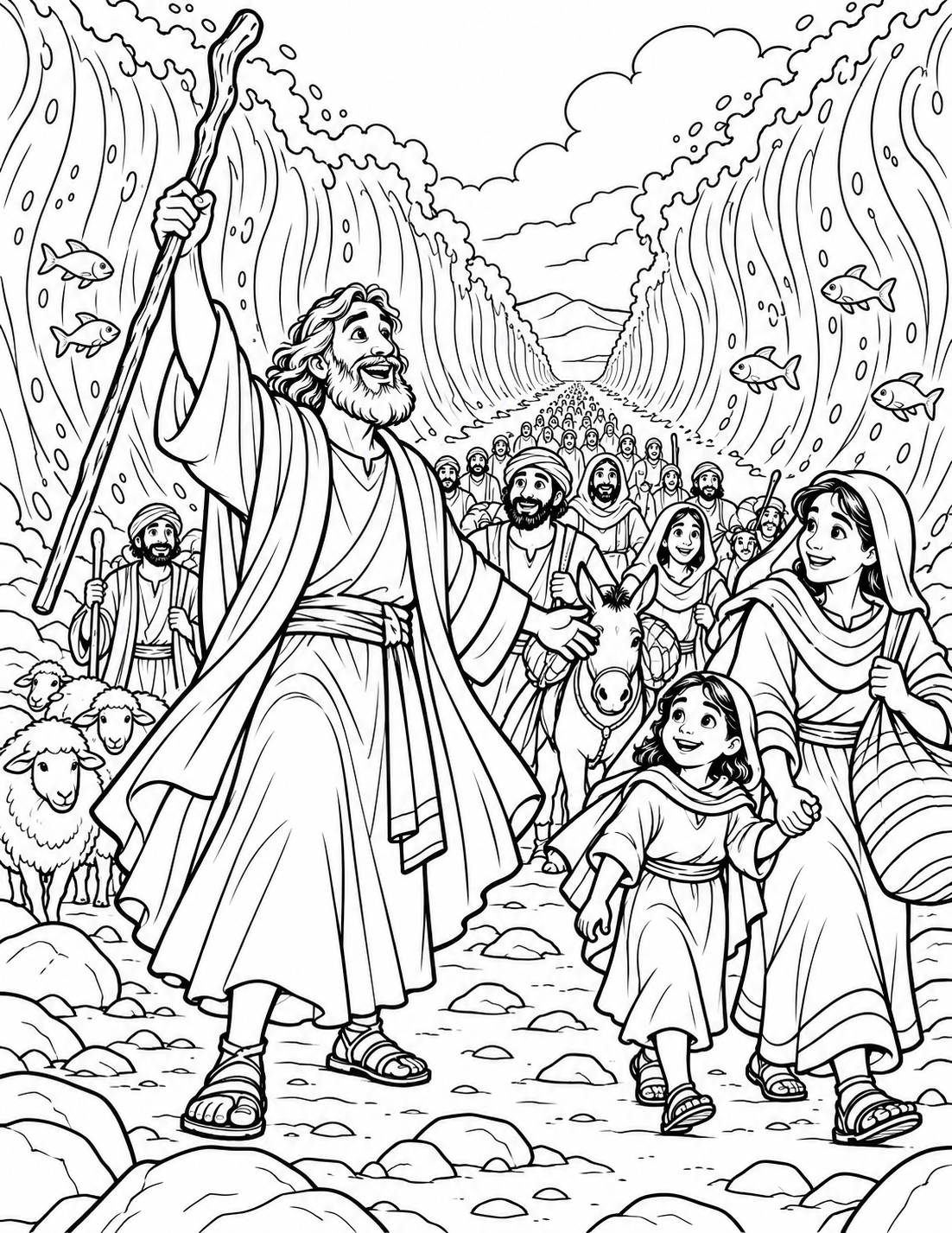 Moses and the Red Sea — coloring page