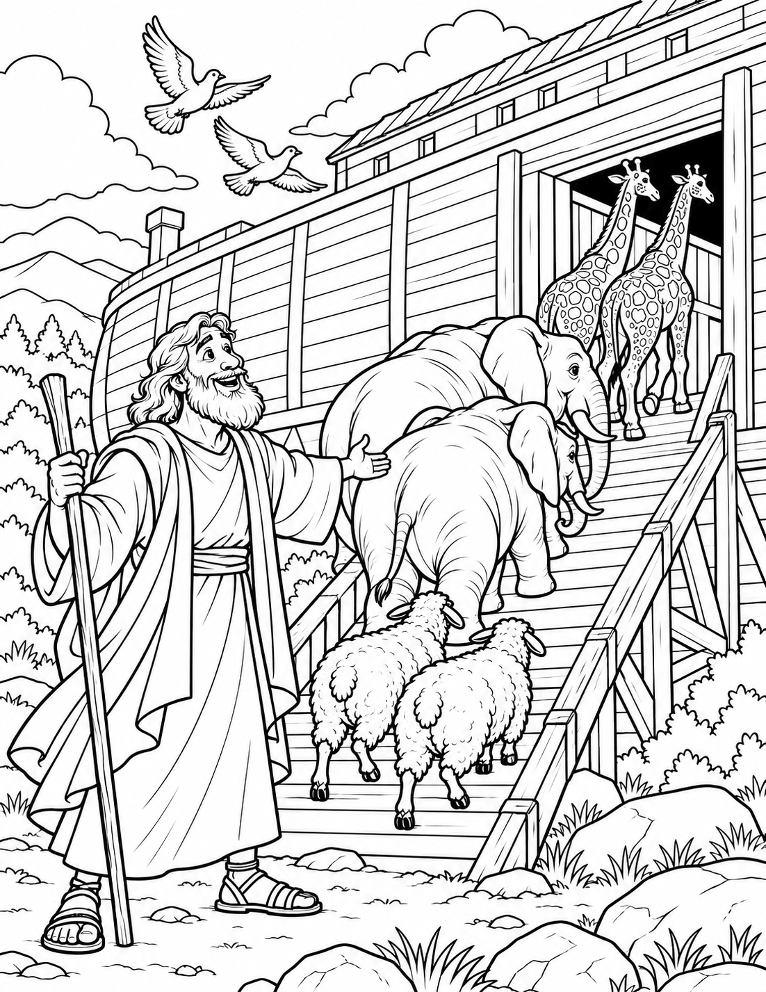 Noah and the Ark — coloring page