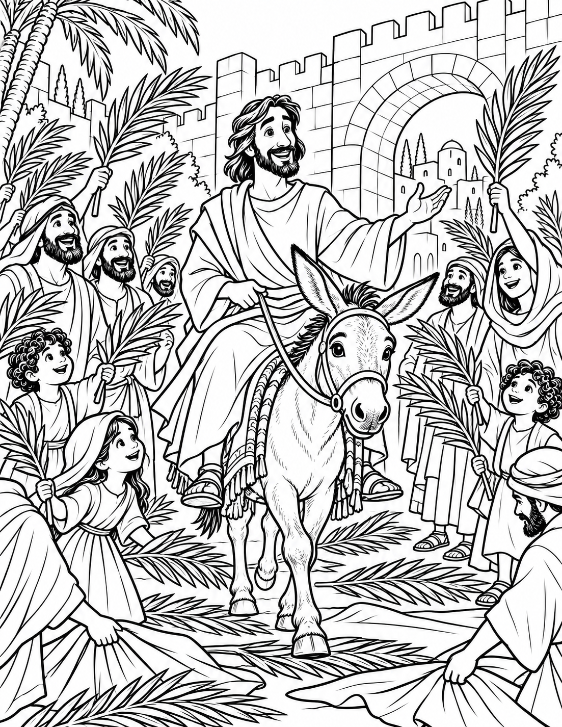 Palm Sunday — coloring page