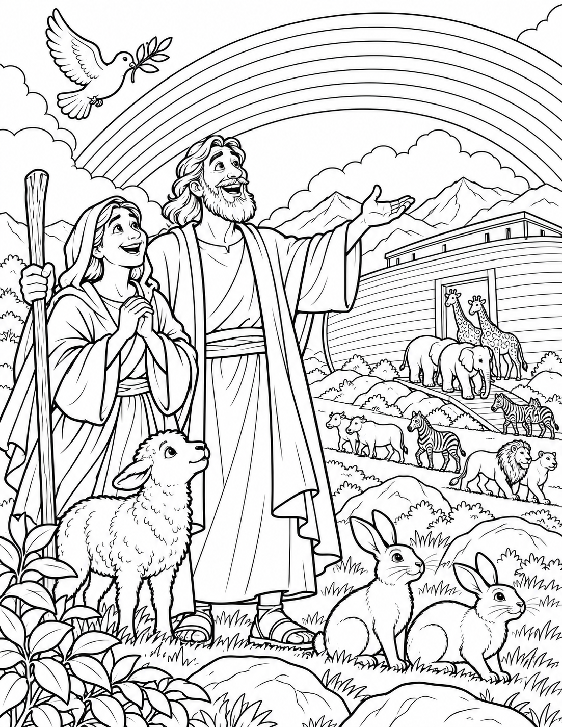 Rainbow After the Flood — coloring page