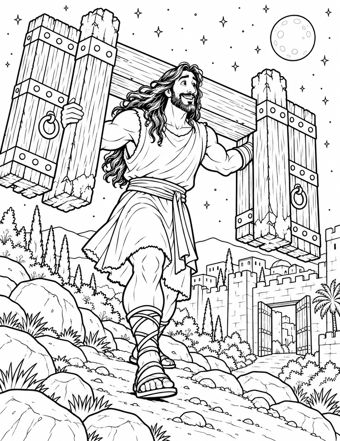 Samson and the City Gates — coloring page