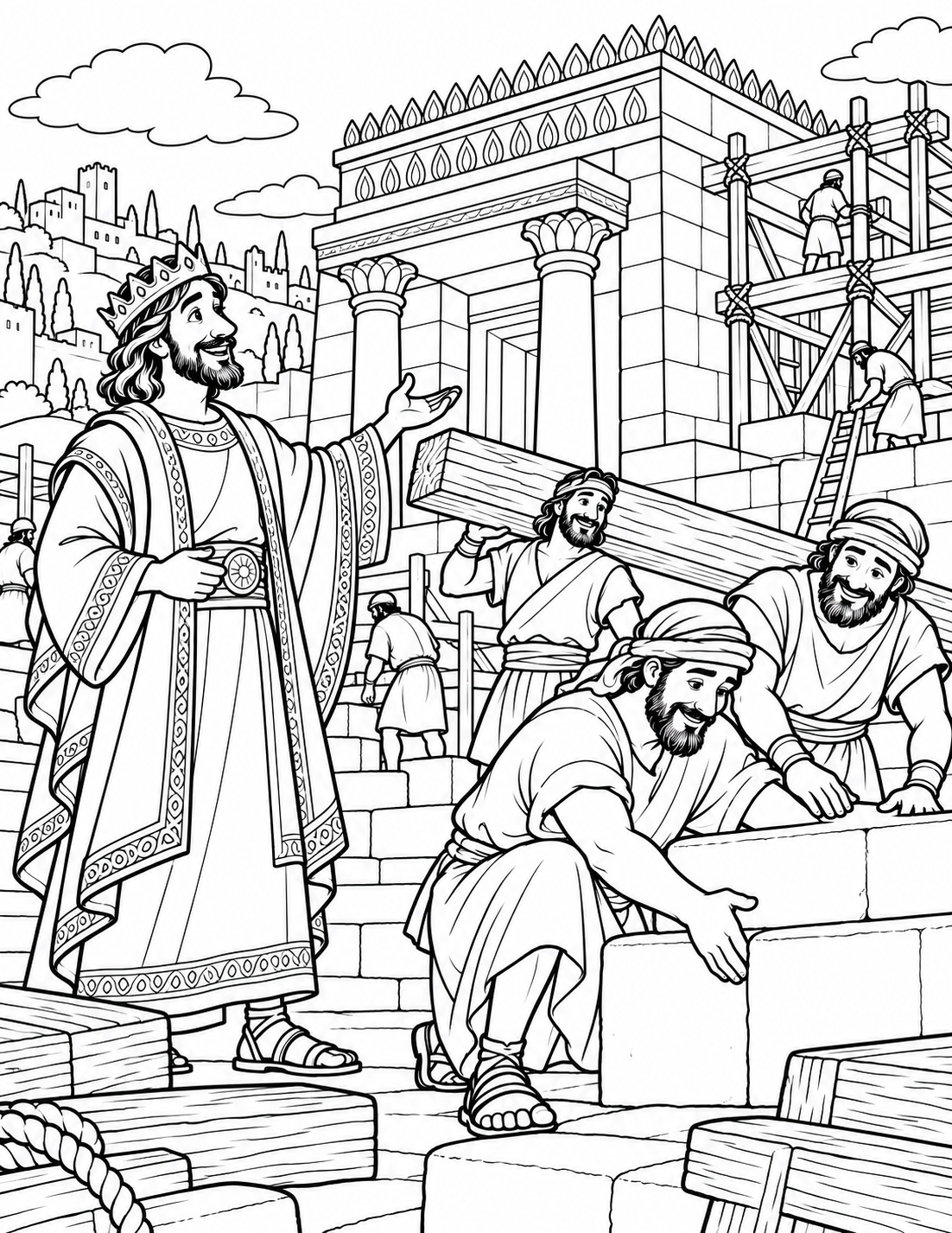 Building Solomon's Temple — coloring page