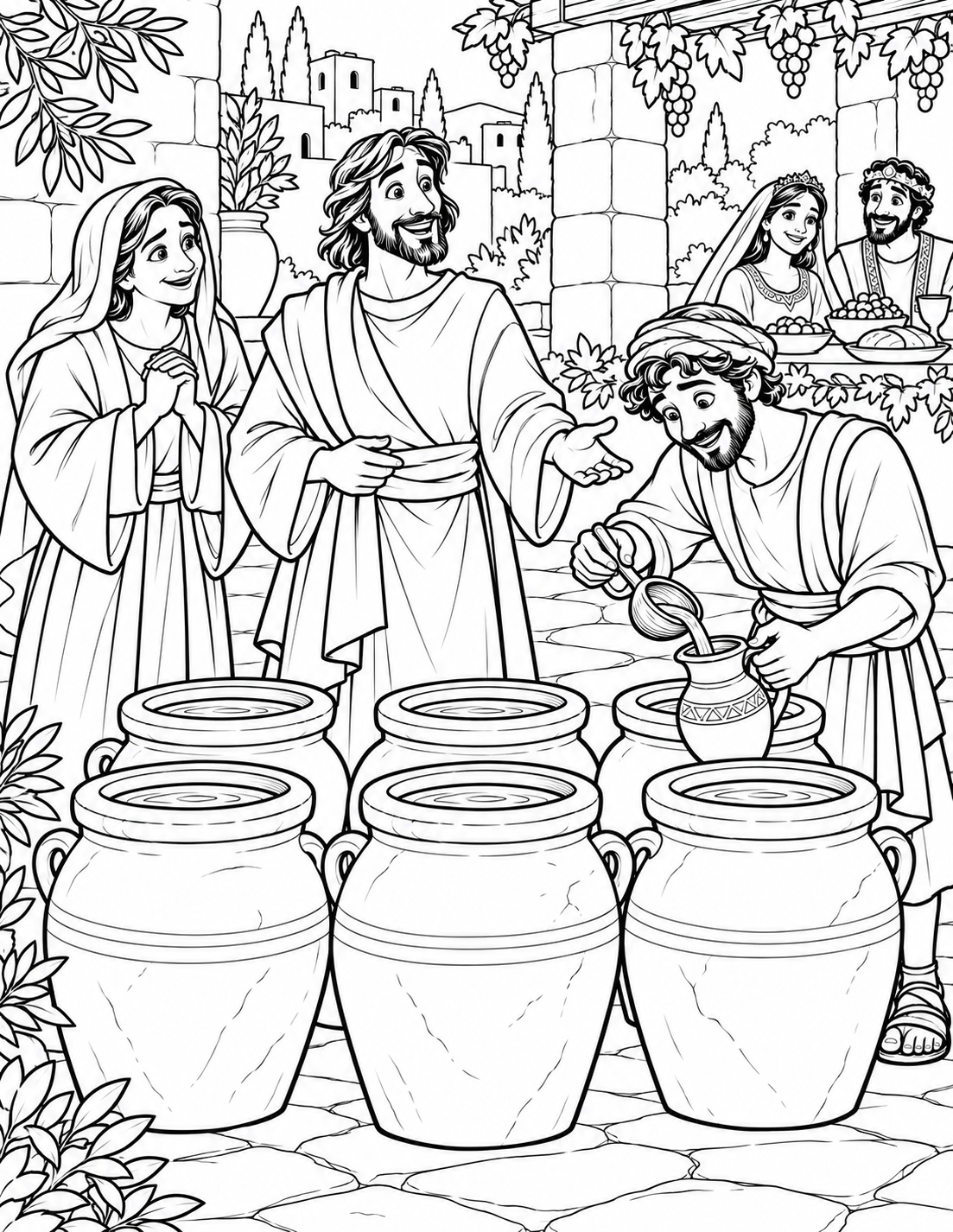 Wedding at Cana — coloring page